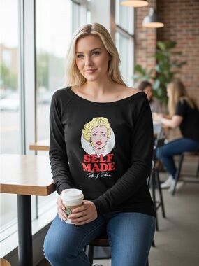 Graphic 'Self Made' Long-Sleeve Tee - Black